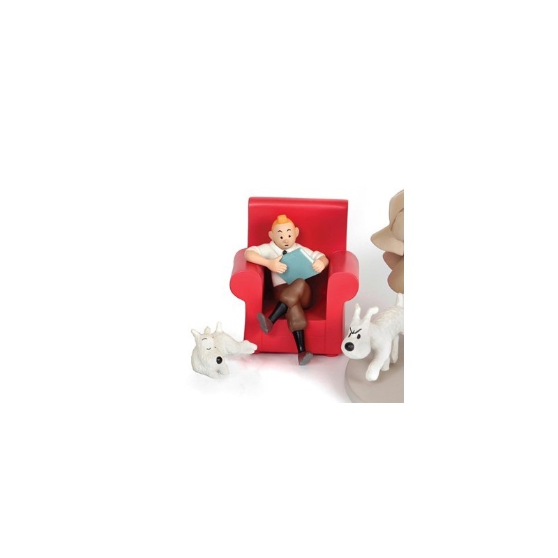 Figurine Tintin résine fauteuil rouge