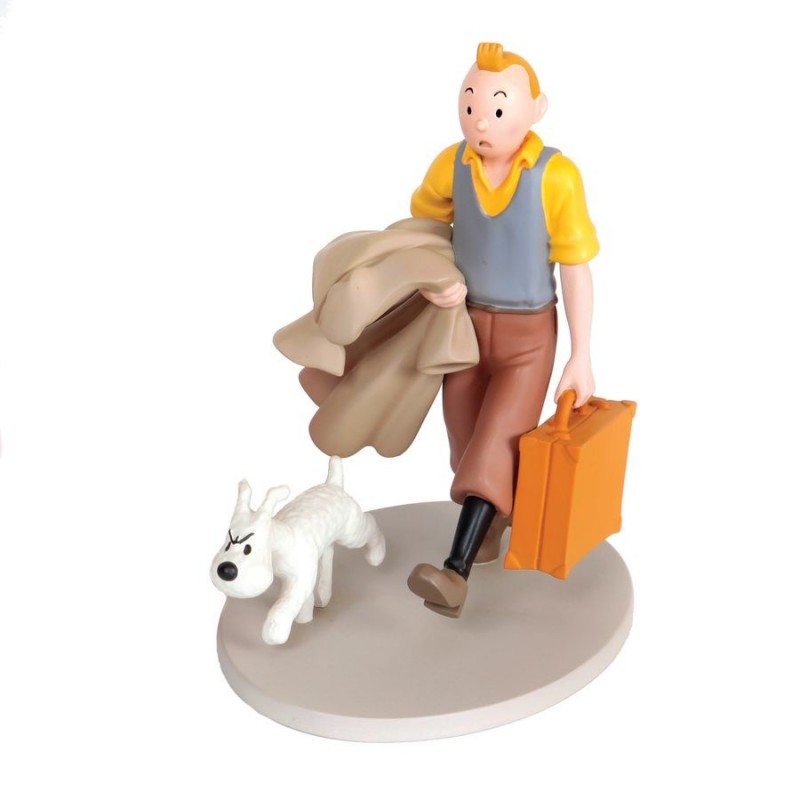 Figurine Moulinsart Tintin - Tintin en route (valise) Amérique (12 cm)