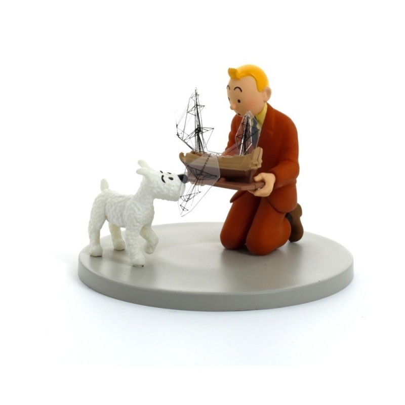 Figurine Moulinsart Tintin - Diorama Tintin tenant la Licorne