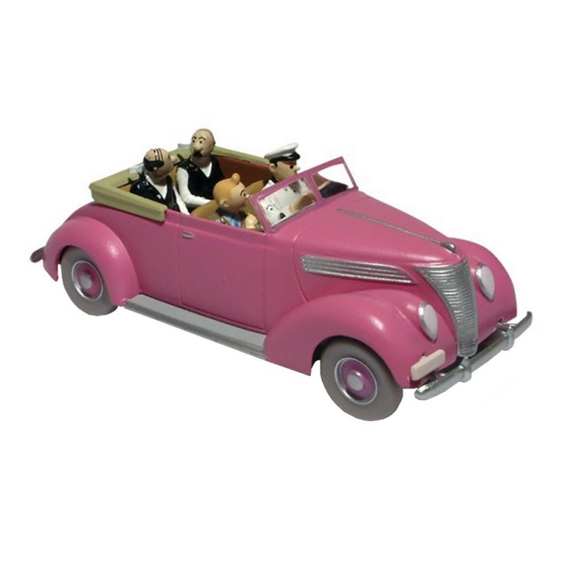 Voiture Moulinsart Tintin - Ford V8 Cabriolet rose (Coll. Atlas)