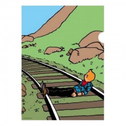 Papeterie Moulinsart Tintin - Chemise plastique A4 Amérique Tintin voie ferrée