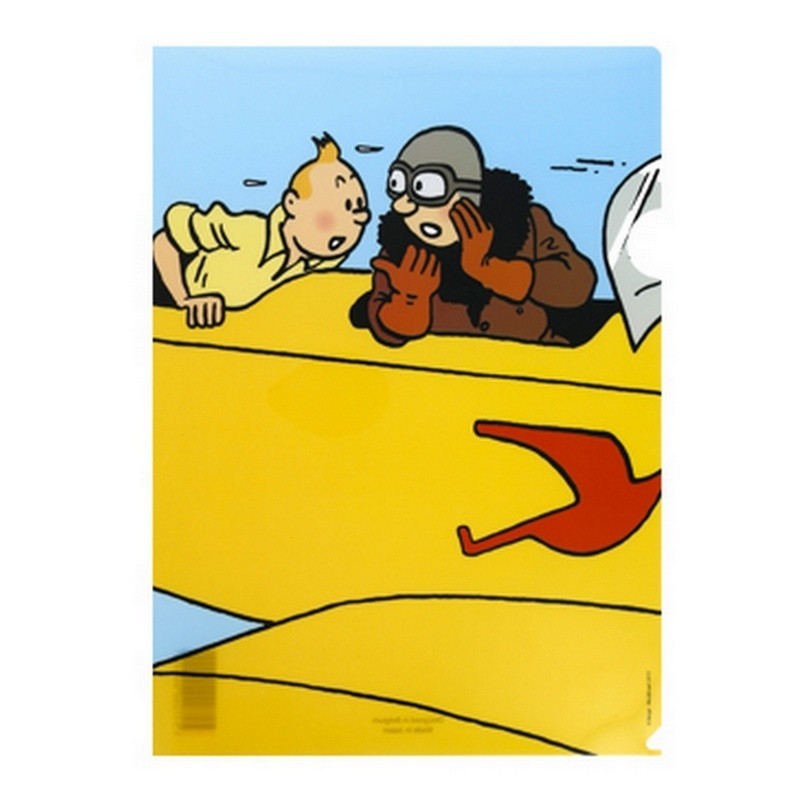 Papeterie Moulinsart Tintin - Chemise plastique A4 Congo Biplan jaune