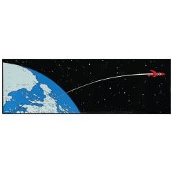Plaque émaillée Tintin - Lune Horizontale 97x31 : Fusée quittant la Terre