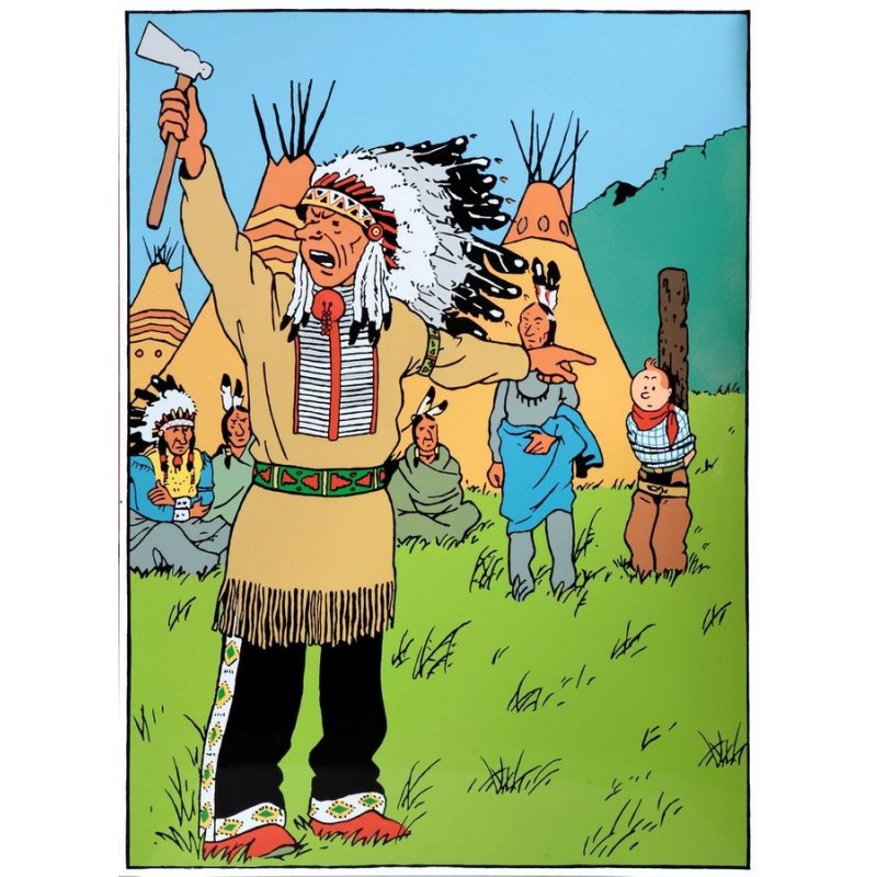 Plaque émaillée Tintin - Tintin en Amérique 60x82