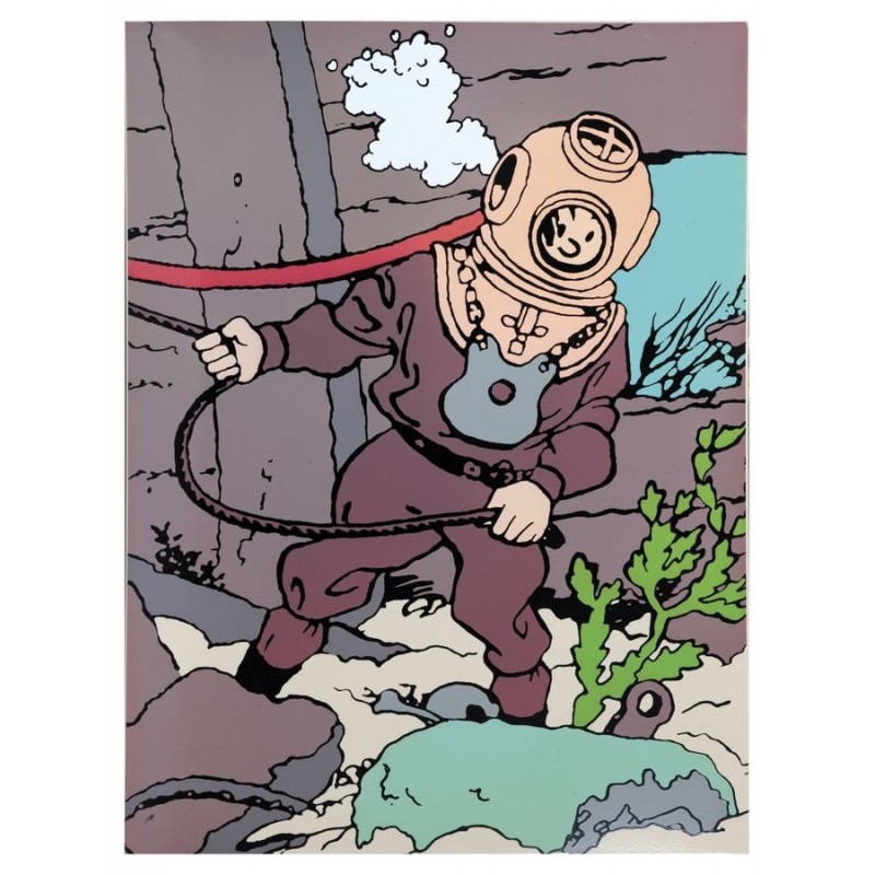 Plaque émaillée Tintin - Licorne "Tintin scaphandre" 60x82