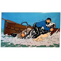 Plaque émaillée Tintin - Licorne "Haddock sur le sous marin requin" 150x100