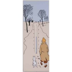 Plaque émaillée Tintin - Thermomètre 17x45
