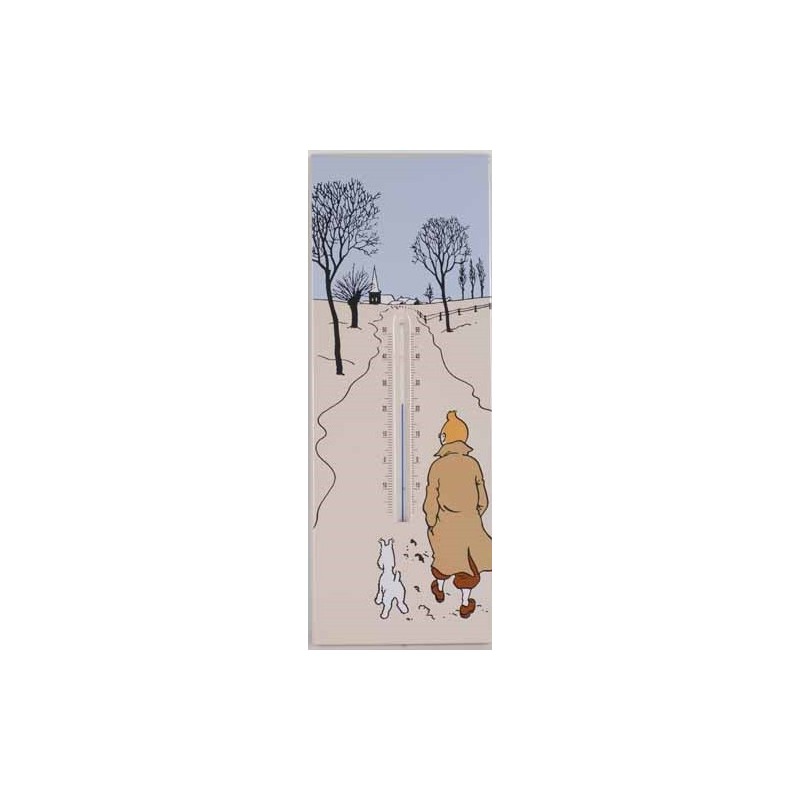 Plaque émaillée Tintin - Thermomètre 17x45