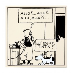 Plaque émaillée Tintin - Tintin Amérique "Allo!..Allo!.." 35x35