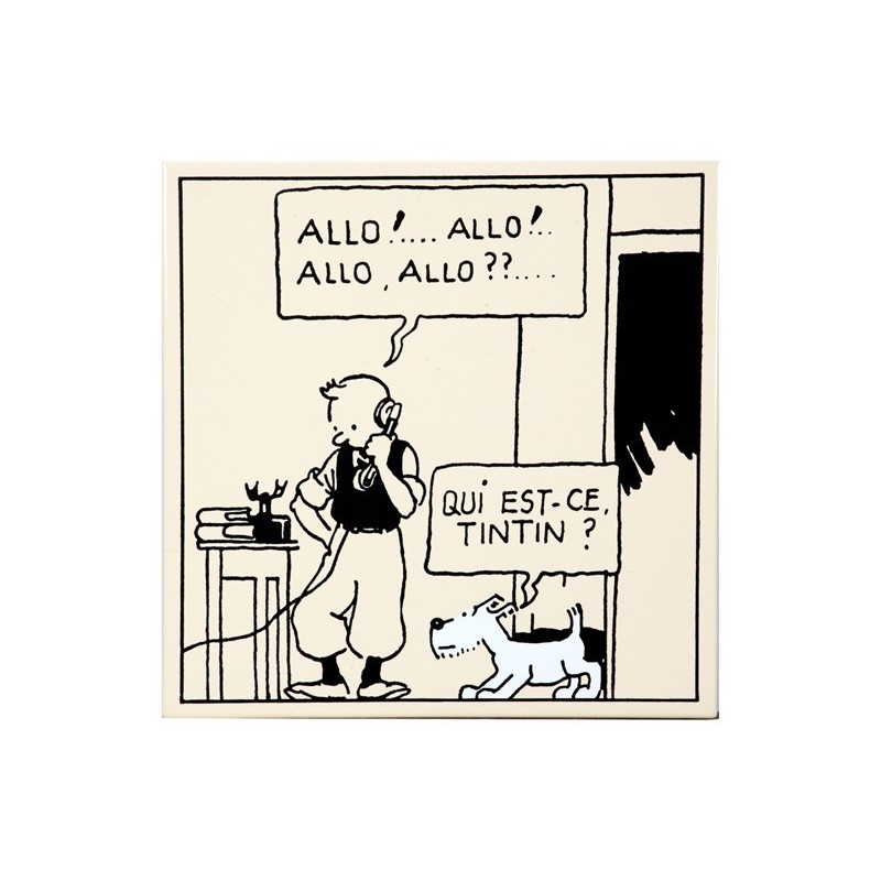 Plaque émaillée Tintin - Tintin Amérique "Allo!..Allo!.." 35x35