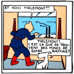 Plaque émaillée Tintin - Soviet "Et voici Tirelemont!!!" 29x29
