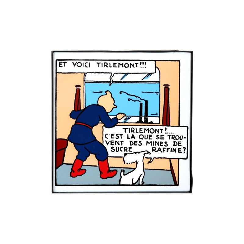 Plaque émaillée Tintin - Soviet "Et voici Tirelemont!!!" 29x29