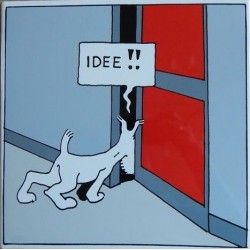 Plaque émaillée Tintin - Amérique "Milou idée" 30x30