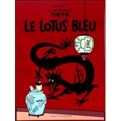 Plaque émaillée Tintin - Le Lotus Bleu 45x61