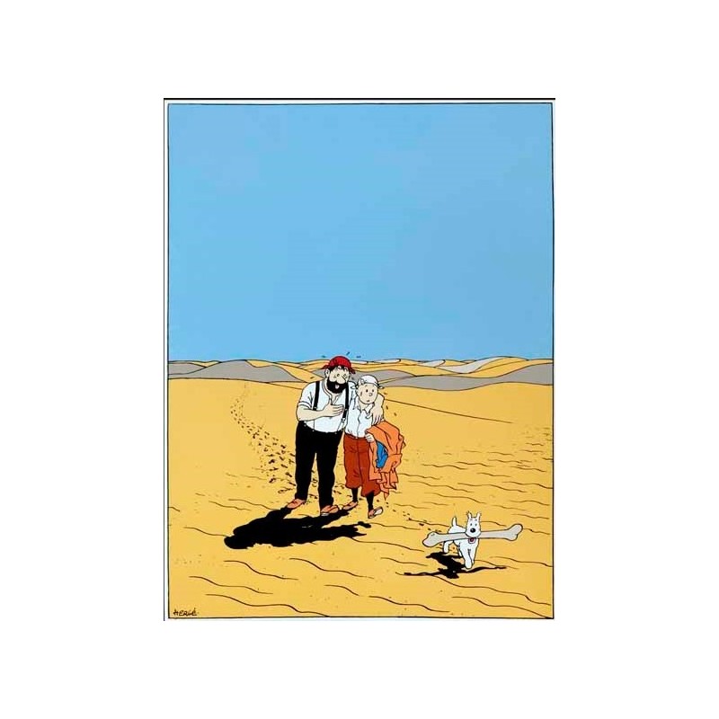 Plaque émaillée Tintin - Tintin Désert Crabe 60x82