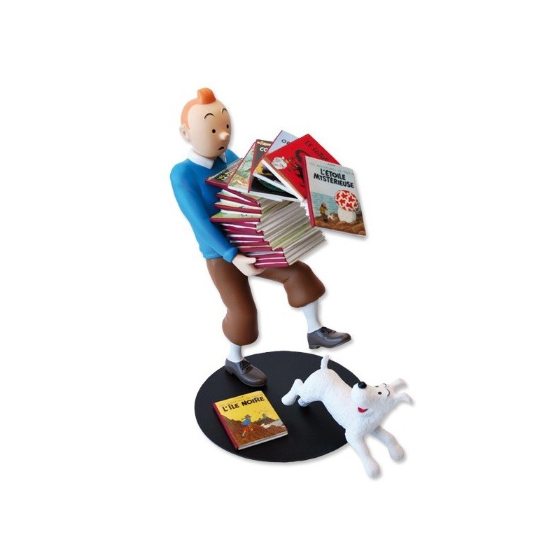 Figurine Moulinsart Tintin - Tintin tenant les albums Version 3