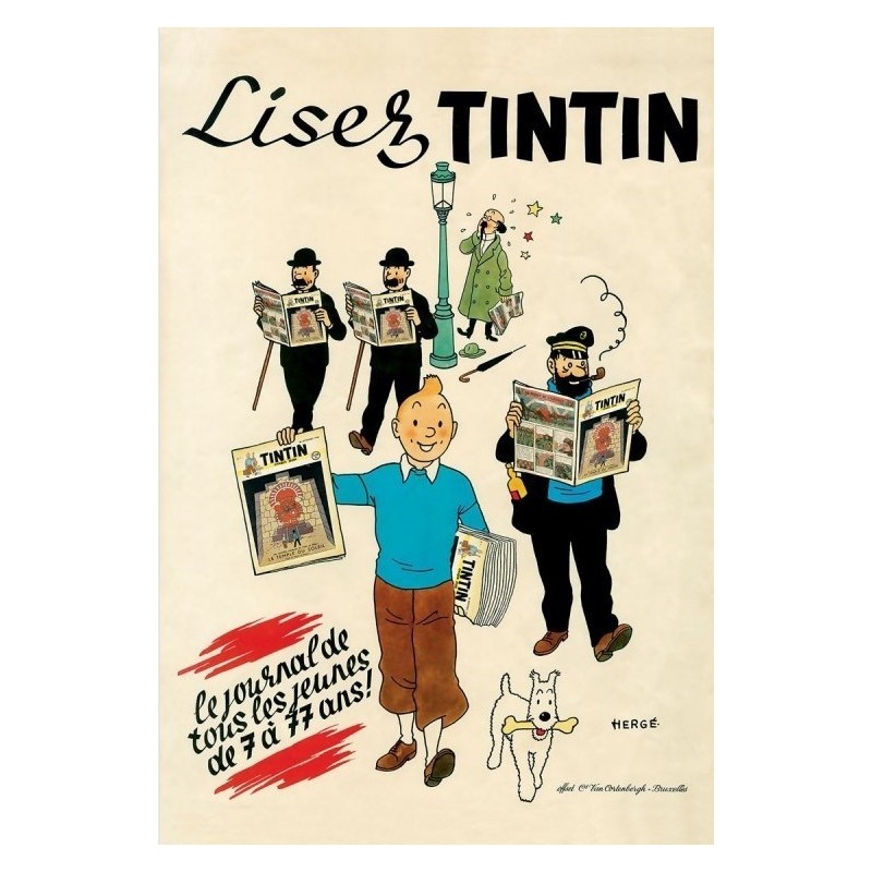 Poster Moulinsart Tintin - "Lisez Tintin"