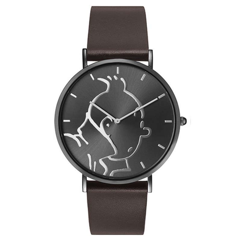 Horlogerie Moulinsart Tintin - Montre Tintin & Co : Classic "M" (Anthracite/Brown)