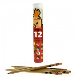 Papeterie Moulinsart Tintin - Tube de 12 crayons de couleur (rouge)