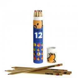 Papeterie Moulinsart Tintin - Tube de 12 crayons de couleur (bleu)