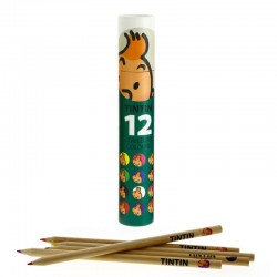 Papeterie Moulinsart Tintin - Tube de 12 crayons de couleur (vert)