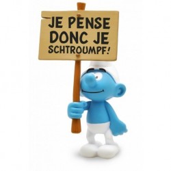 Collectoys Peyo Schtroumpfs - Schtroumpf pancarte "Je pense donc je schtroumpf"