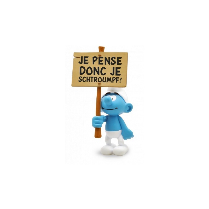 Collectoys Peyo Schtroumpfs - Schtroumpf pancarte "Je pense donc je schtroumpf" Collectoys Peyo Schtroumpfs - Schtroumpf pancarte "Je pense donc je schtroumpf"