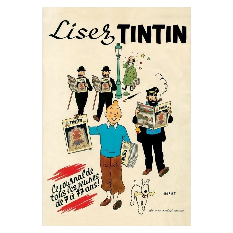 Hergé - Sculptures, scène- Tintin + lampadaire - Lisez Tintin -Boite &Certificat