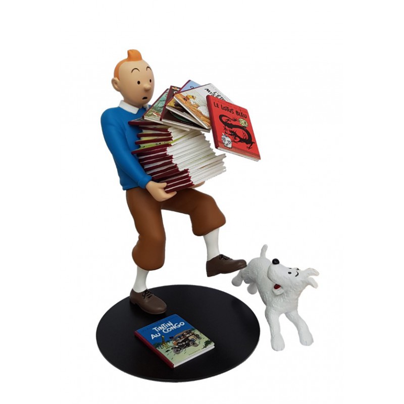 Figurine Moulinsart Tintin - Tintin tenant les albums Version 2