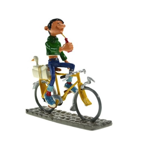Figurine Pixi – Gaston Lagaffe En Cycliste (Maillot Jaune, Vélo Bleu) – Série Franquin – Étain – 2006
