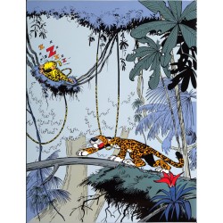 Plaque émaillée Marsupilami - Sieste du Marsupilami 55x74