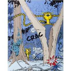 Plaque émaillée Marsupilami - Marsupilami furieux "CRAC" 55x74