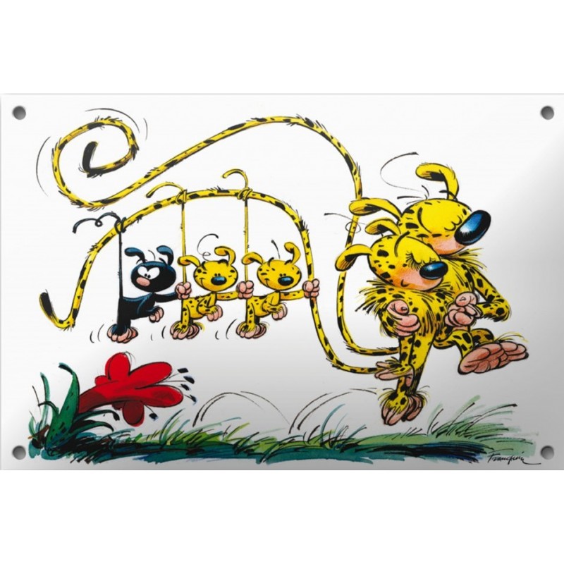 Plaque émaillée Marsupilami - Marsu Famille 30x20