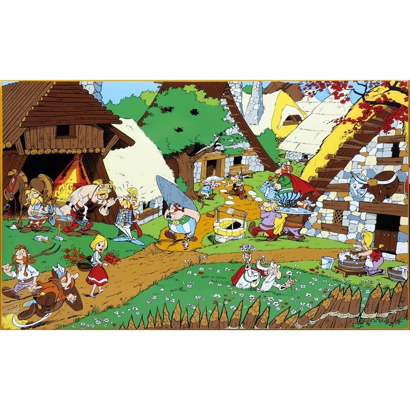 Plaque émaillée Astérix - Chaudron 80x50