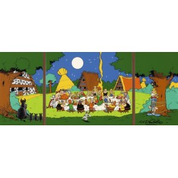 Plaque émaillée Astérix - Banquet (Tryptique) 30x72