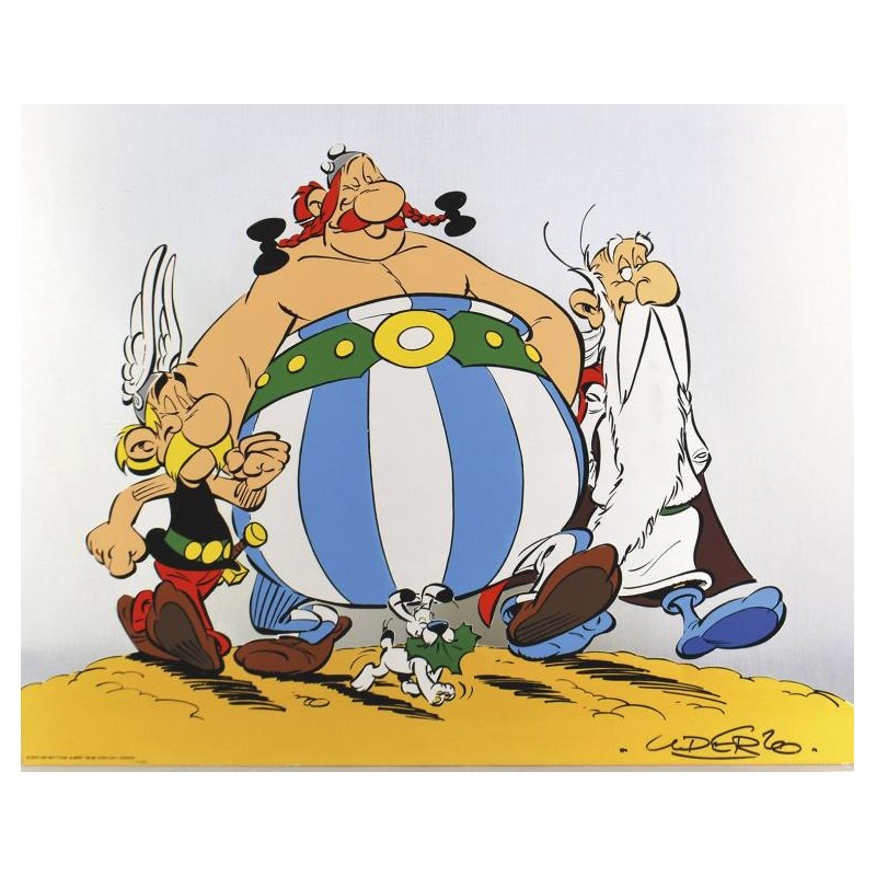 Plaque émaillée Astérix - Astérix, Obélix et Idéfix (Découpe) 45x58