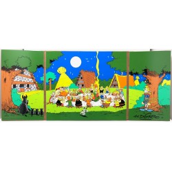 Plaque émaillée Astérix - Banquet (Tryptique) 30x72