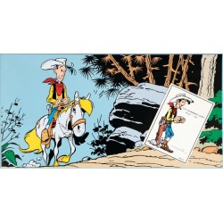 Plaque émaillée Lucky Luke - LL à cheval 49x25