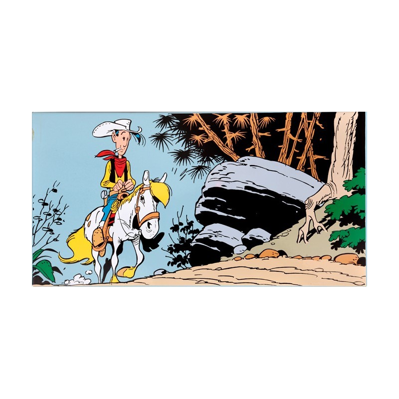 Plaque émaillée Lucky Luke - LL à cheval 49x25