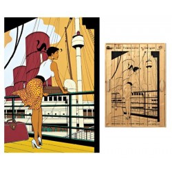Plaque émaillée Pin-up - Pin-up bateau (couleur) 47x68
