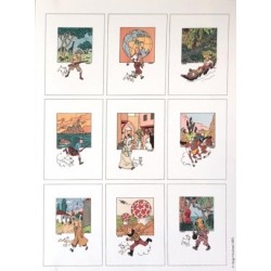 Lithographie Moulinsart Tintin - Tintin et Milou globe-trotter 18x23