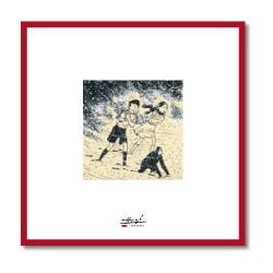Lithographie Moulinsart Tintin - Jo, Zette et Jocko perdus dans la neige (encadrée) 37,5x37,5