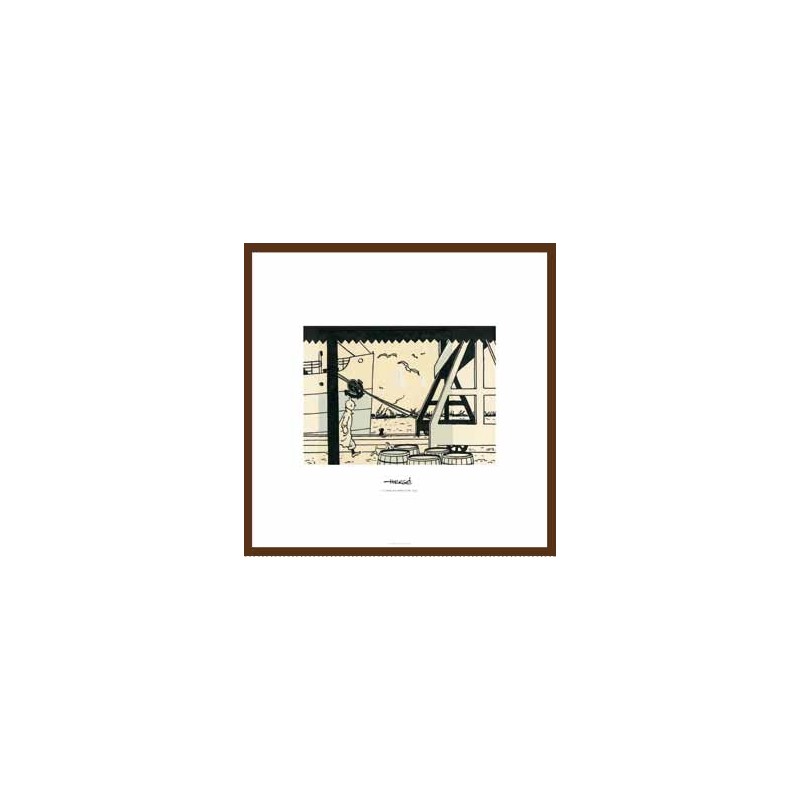 Lithographie Moulinsart Tintin - Crabe port (encadrée) 37,5x37,5