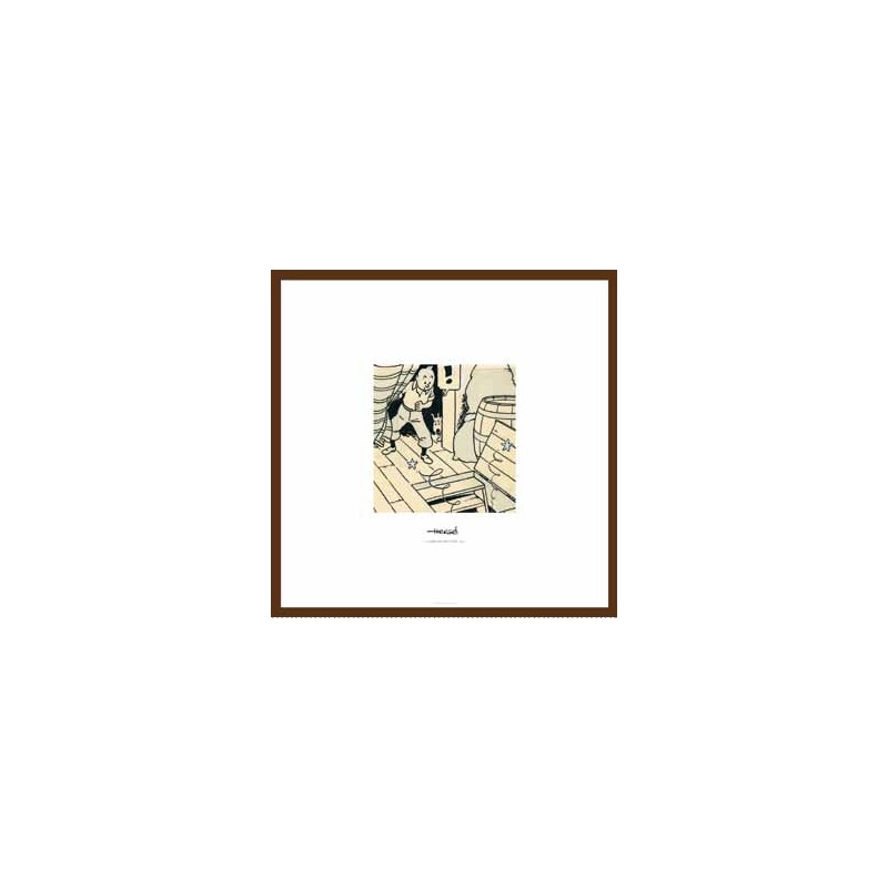 Lithographie Moulinsart Tintin - Crabe escalier (encadrée) 37,5x37,5