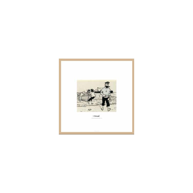 Lithographie Moulinsart Tintin - Rackham chaloupe Sirius (encadrée) 37,5x37,5