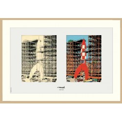 Lithographie Moulinsart Tintin - Lune Rampe de fusée (encadrée) 52,5x37,5