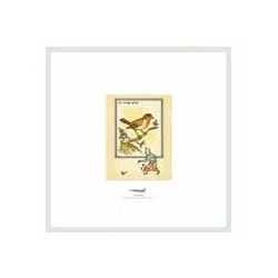 Lithographie Moulinsart Tintin - Le Rouge-Gorge Cartes didactiques 1943 (encadrée) 37,5x37,5