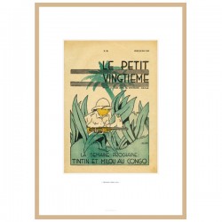 Lithographie Moulinsart Tintin - Petit XXème Tintin Congo (encadrée) 37x52