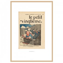 Lithographie Moulinsart Tintin - Petit XXème Tintin Amérique (encadrée) 37x52