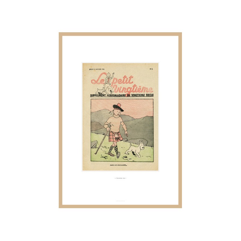 Lithographie Moulinsart Tintin - Petit XXème Ile Noire (encadrée) 37x52